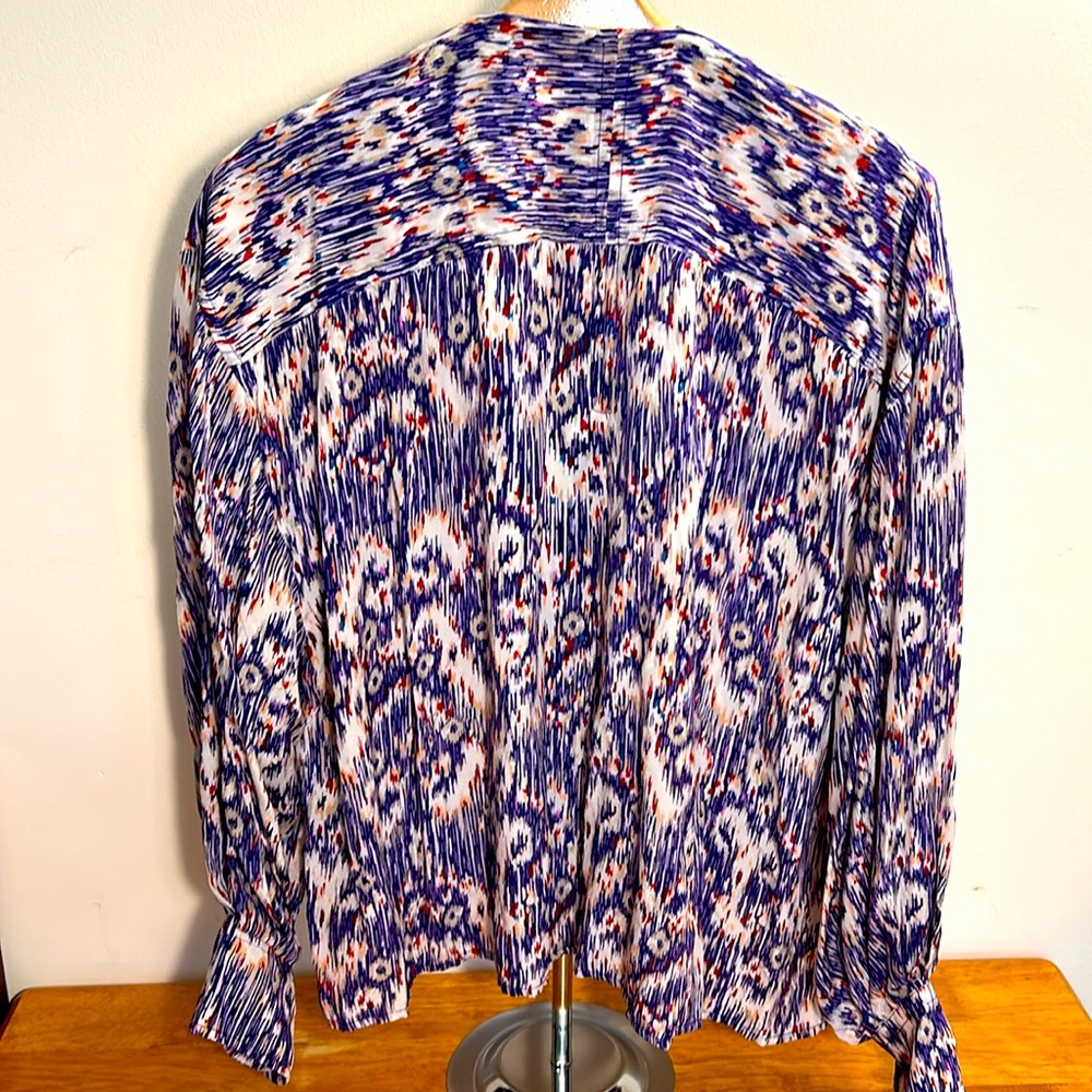 Isabel Marant Étoile yacah Blouse SilkFeather Print Ikat Purple Size 40 (M) - Picture 6 of 13